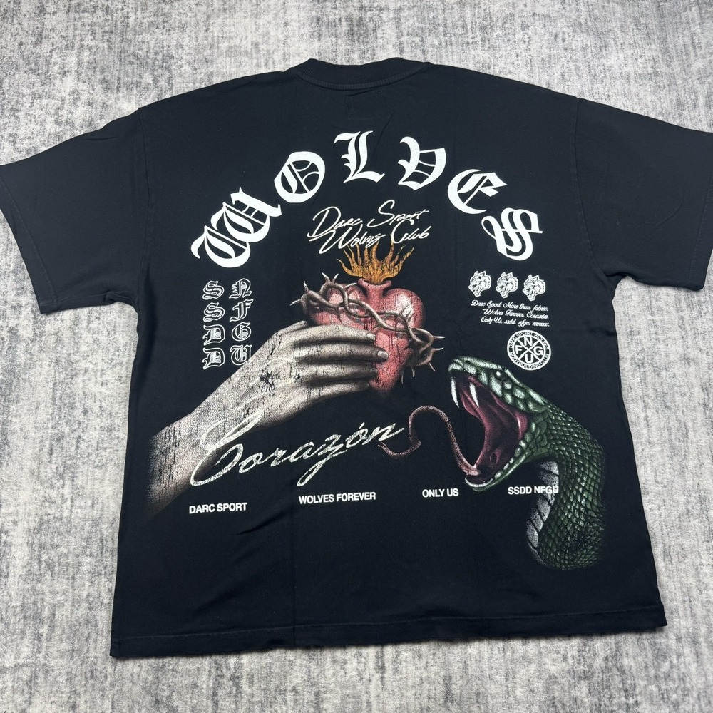 Darc Sport Corazon "Premium Vintage" Oversized Tee In Black Size XL Snake Heart